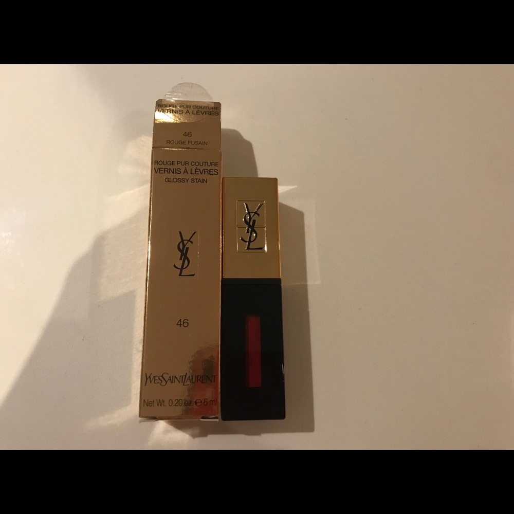 New engraved YSL GLOSSY STAIN #46 Rouge Fusian